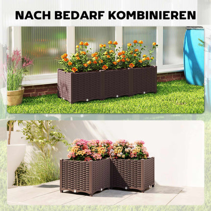 Modular Raised Garden Bed with Self-Watering System, 120x40x37cm