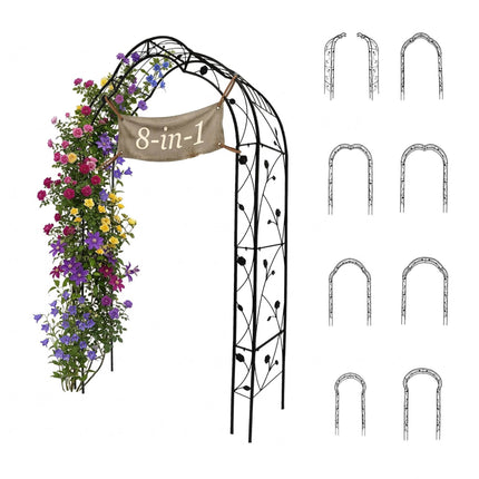 Modular Rose Arch, Metal Climbing Plant Support, 8-in-1