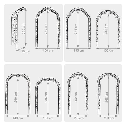 Modular Rose Arch, Metal Climbing Plant Support, 8-in-1