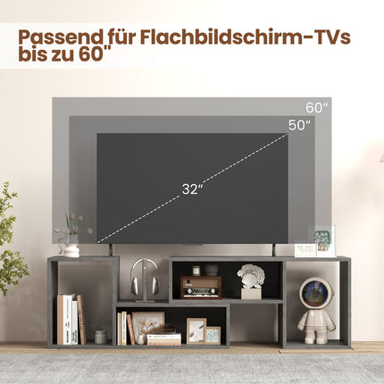Modular TV Stand for 60" Screens, Gray, 2-Piece Set