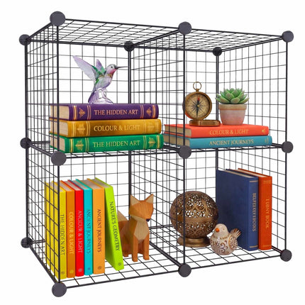 Modular Wire Cube Shelf Set – Metal Click-Fit Storage