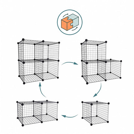 Modular Wire Cube Shelf Set – Metal Click-Fit Storage