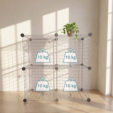 Modular Wire Cube Shelving Set – Metal, Click-Fit