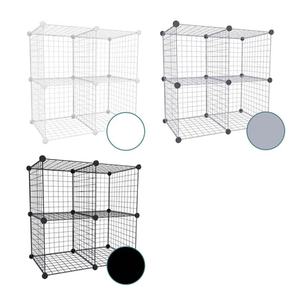 Modular Wire Cube Shelving Set – Metal, Click-Fit