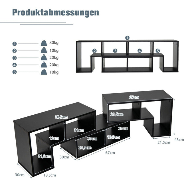 Modular Wooden TV Stand, 3-Piece, Fits TVs Up to 65""