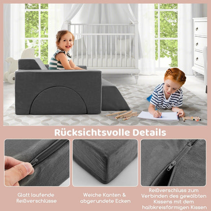 Modular children's sofa, play sofa, modular sofa with removable cover, 105.5 x 101 x 48 cm, grey