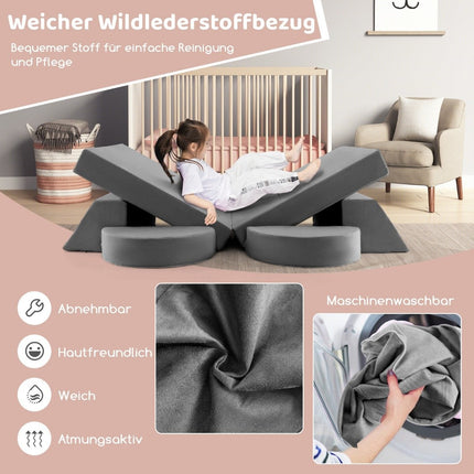 Modular children's sofa, play sofa, modular sofa with removable cover, 105.5 x 101 x 48 cm, grey