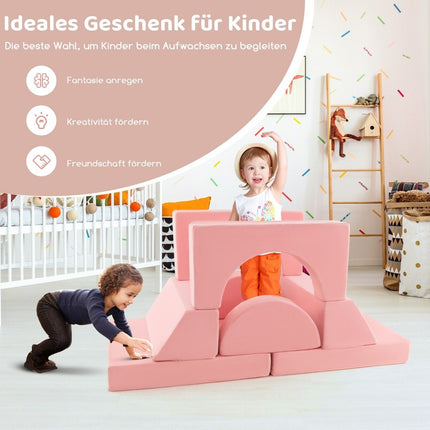 Modular children's sofa, play sofa, modular sofa with removable cover, 105.5 x 101 x 48 cm, pink