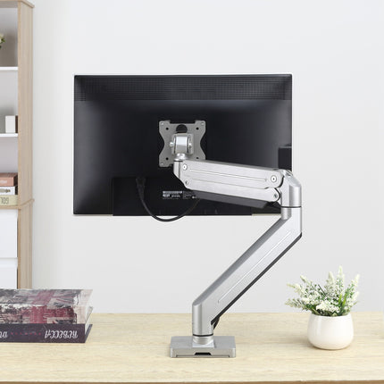 Adjustable monitor holder in aluminium, height and tilt