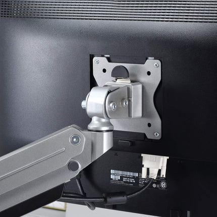 Adjustable monitor holder in aluminium, height and tilt