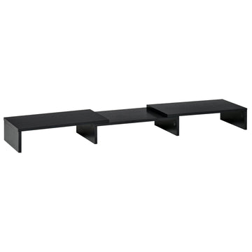 Adjustable stand with double monitors, wooden shelf, 80-117cm