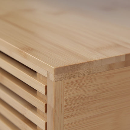 Monitor Stand with 3 Compartments, Bamboo Finish