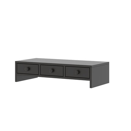 Monitor Stand with 3 Drawers – Black MDF, 10 kg Capacity