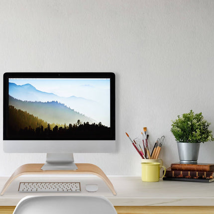 Monitor stand bamboo curved