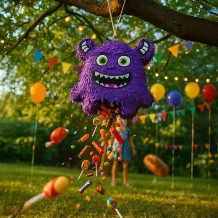 Monster Piñata Set with Bat and Mask for Kids