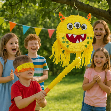 Monster Piñata Set with Stick & Mask – 3-Eyed Design