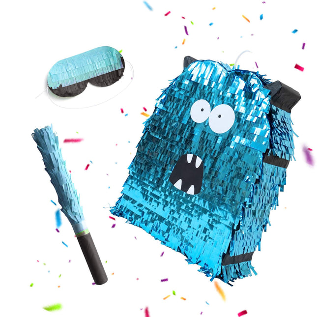 Monster Piñata With Stick and Eye Mask Set