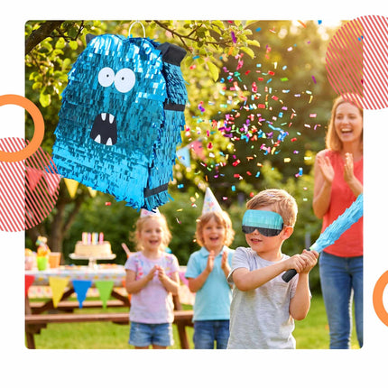 Monster Piñata With Stick and Eye Mask Set