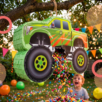 Monster Truck Piñata Set – Stick And Blindfold Included