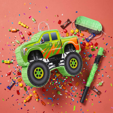 Monster Truck Piñata Set – Stick And Blindfold Included