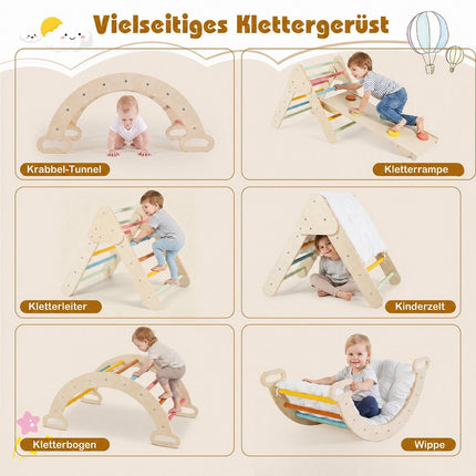 Montessori 3-in-1 Wooden Climbing Set for Toddlers