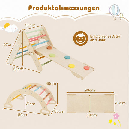 Montessori 3-in-1 Wooden Climbing Set for Toddlers