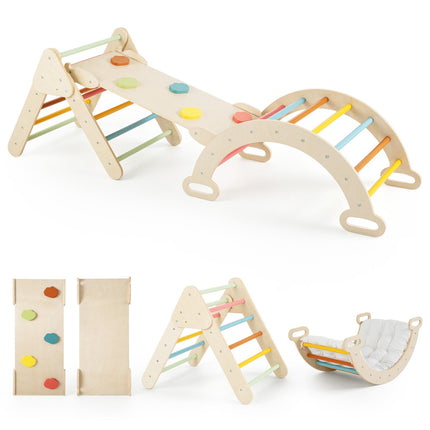 Montessori 3-in-1 Wooden Climbing Set for Toddlers
