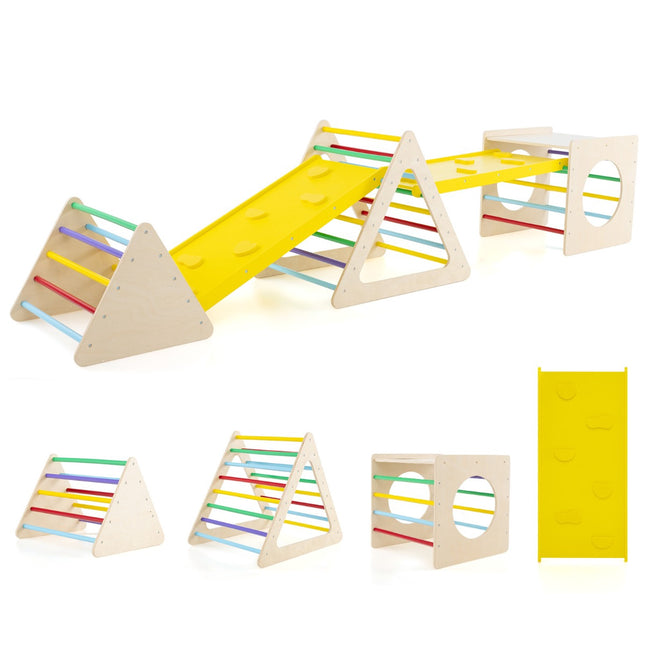 Montessori 5-In-1 Wooden Climbing Set With Slide, 60 kg
