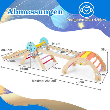 Montessori 9-in-1 Climbing Set with Slide & Ramp