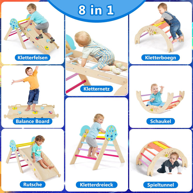 Montessori 9-in-1 Climbing Set with Slide & Ramp
