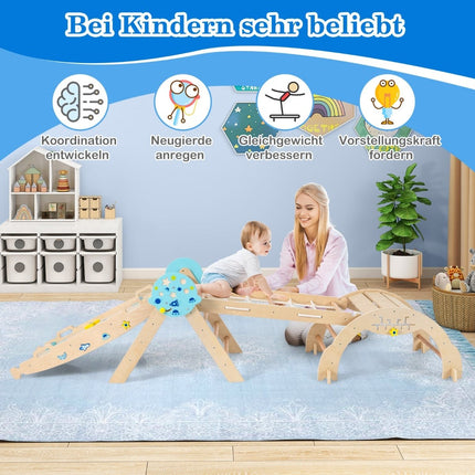 Montessori 9-in-1 Wooden Climbing Set with Slide & Ramp