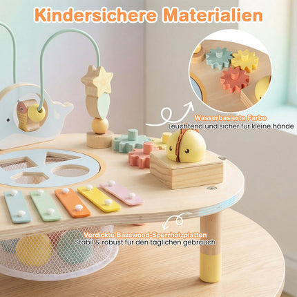 Montessori Activity Table for Toddlers, 7-in-1 Wooden Toy