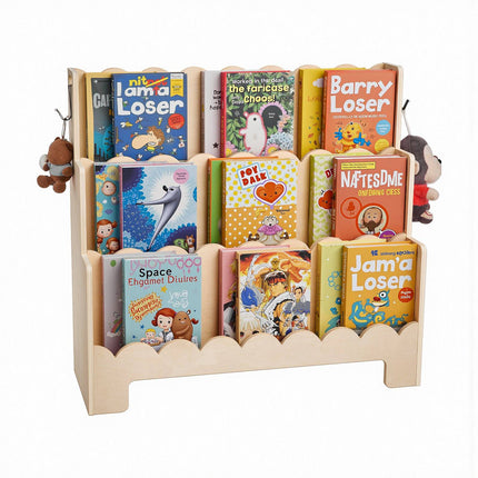 Montessori Bookshelf, 3-Tier Front-Facing, Hooks