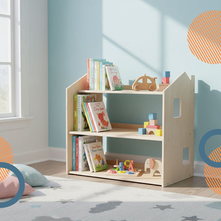 Montessori Children's Bookcase, House-Shaped Shelf