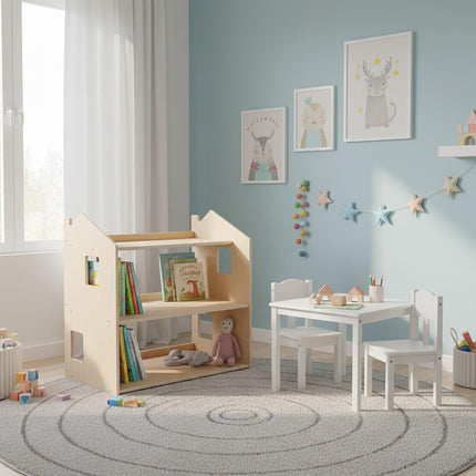 Montessori Children's Bookcase, House-Shaped Shelf