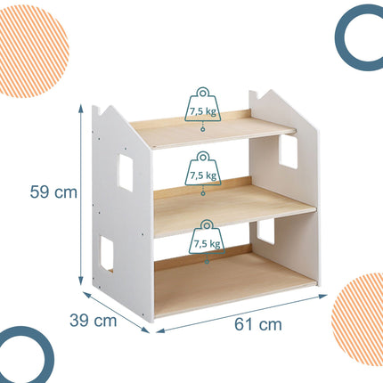 Montessori Children's Bookcase, House-Shaped Shelf, MDF