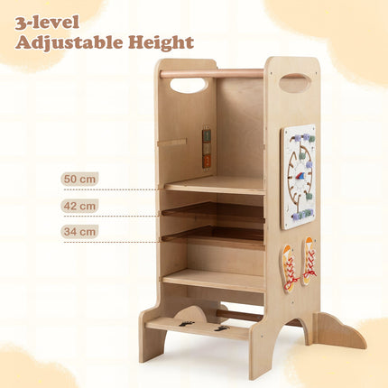 Montessori Learning Tower, Adjustable Heights, Beech Wood