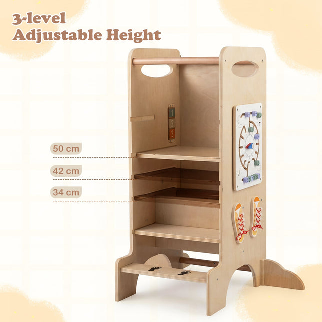 Montessori Learning Tower, Adjustable Heights, Beech Wood