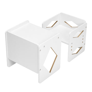 Montessori Weaning Table and Chair Set, Adjustable White