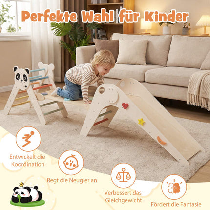 Montessori Wooden Climbing Set with Panda Design