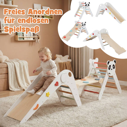 Montessori Wooden Climbing Set with Panda Design