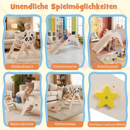 Montessori Wooden Climbing Set with Panda Design