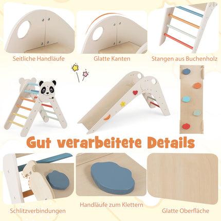 Montessori Wooden Climbing Set with Panda Design