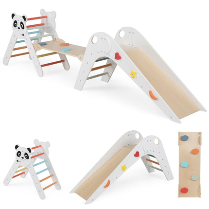 Montessori Wooden Climbing Set with Panda Design