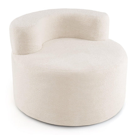 Moon-Shaped Bean Bag Chair, Beige, Soft Teddy Fleece