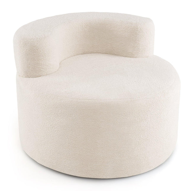 Maanvormige zitzak, beige, zachte teddyfleece