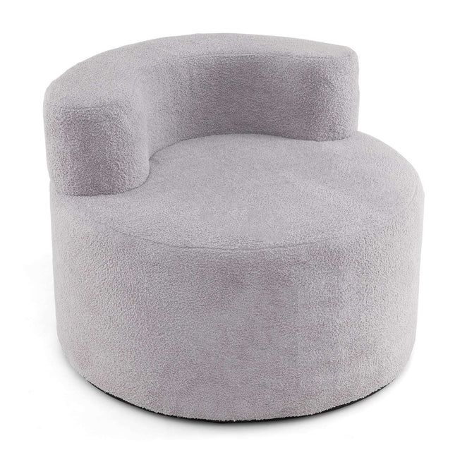 Maanvormige zitzak met zachte teddyfleece vulling, grijs