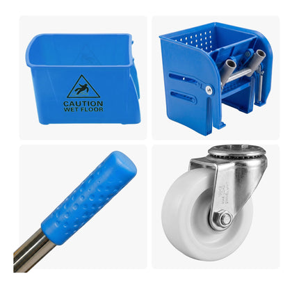 Mop Trolley with Press, Blue, 22L Capacity