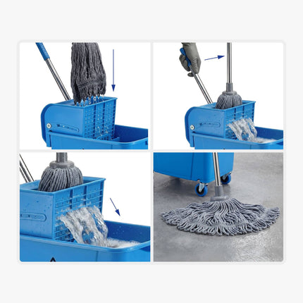 Mop Trolley with Press, Blue, 22L Capacity