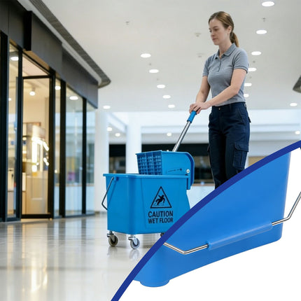 Mop Trolley with Press, Blue, 22L Capacity